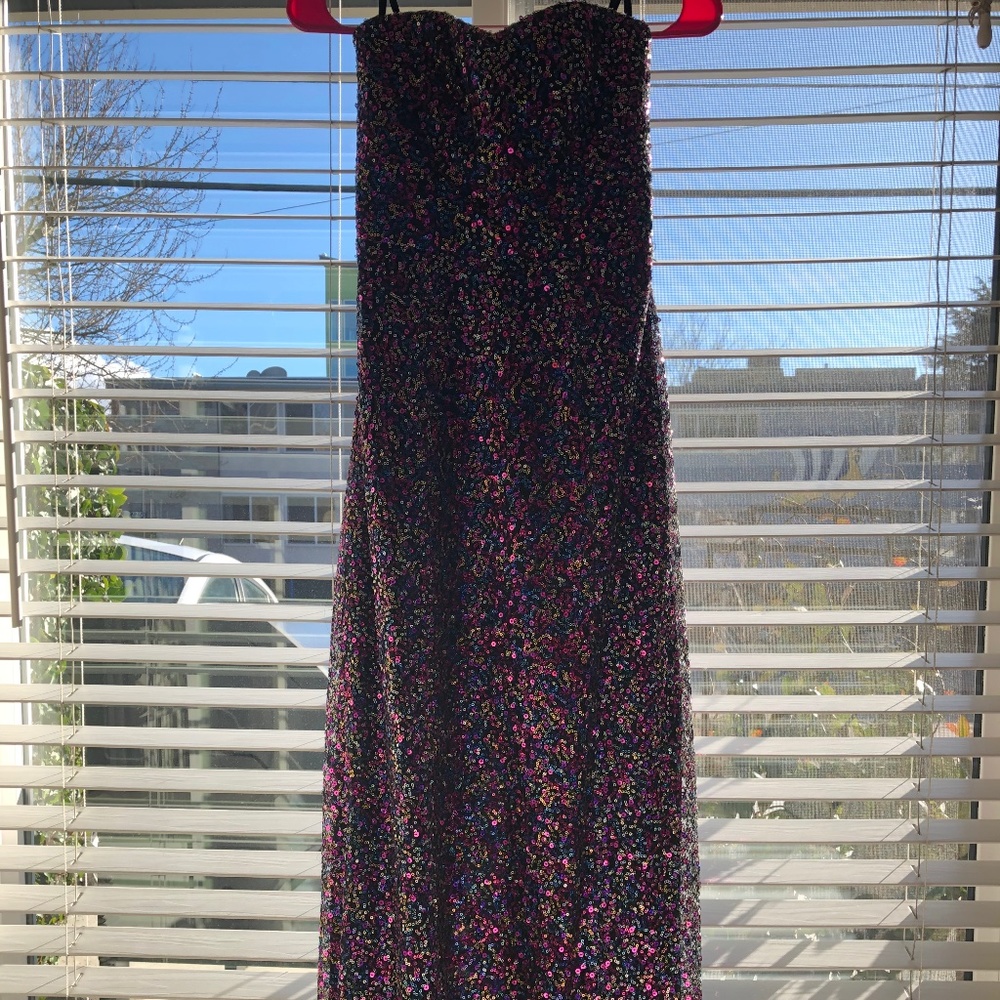 Floor Length Multi-Colored Sequin Dress